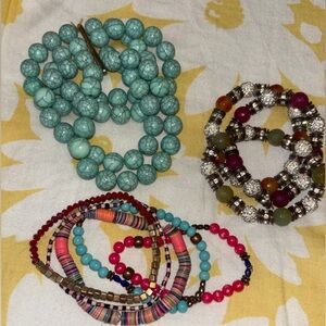 Turquoise and Multicolor Beaded Bracelet Set